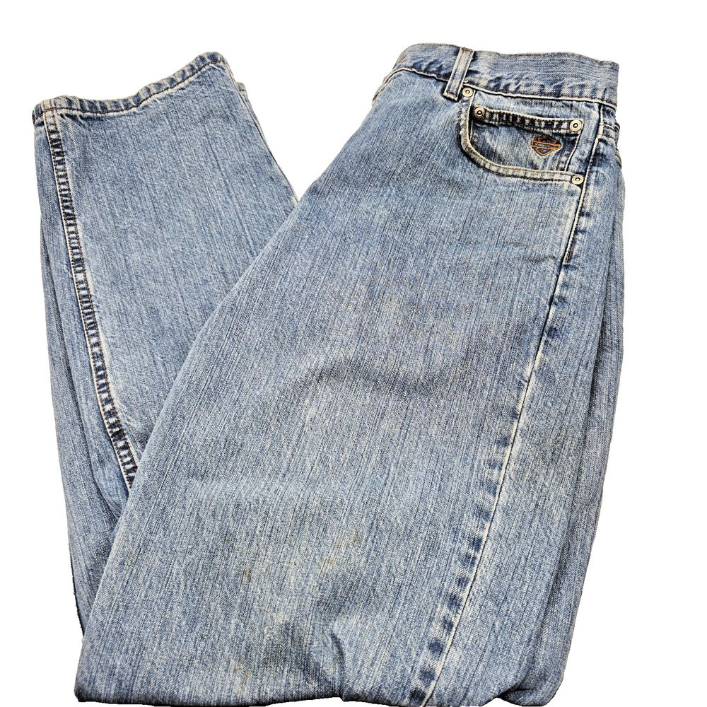 Harley Davidson Jeans Mens 36x34 Blue Denim Straight Leg Motorcycle Biker Cotton